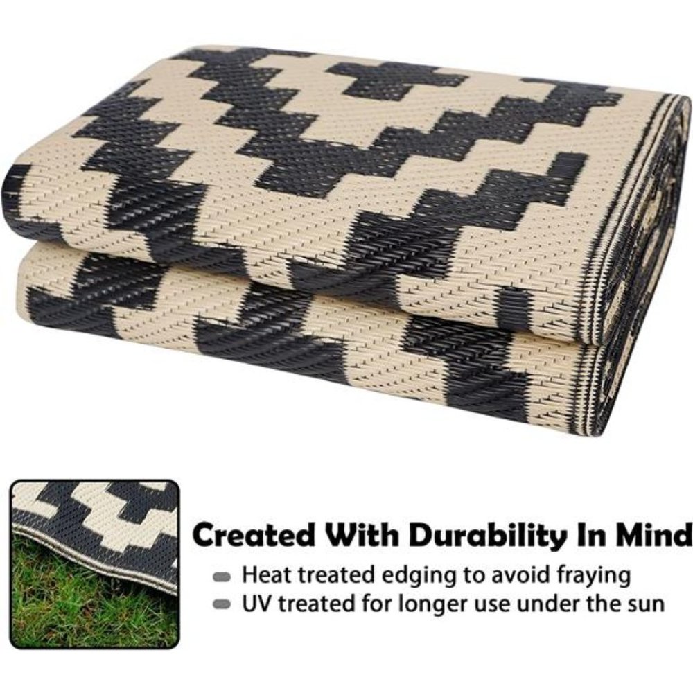 Reversible Straw Rug Modern Area Rug Large Floor Mat and Rug for Outdoors RV 5x8 - Picture 2 of 6
